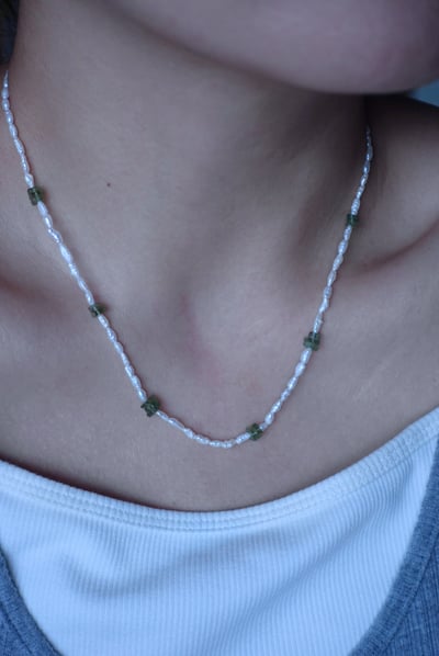 巴洛克珍珠綠磷灰石項鍊 S9252