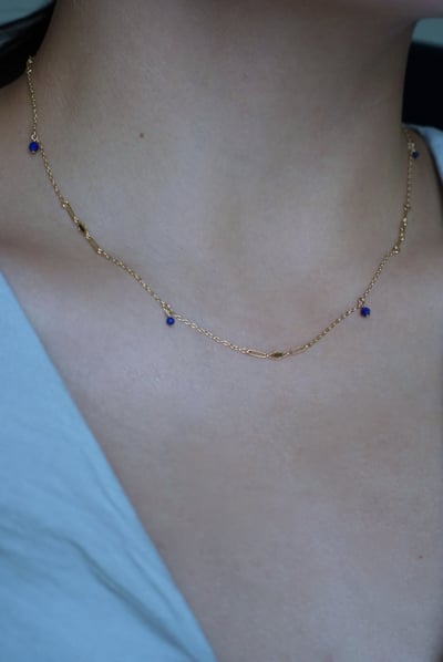 壓花雲朵青金石項鍊 14KGF3