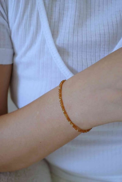 橙色石榴石金珠手鍊 14KGF3