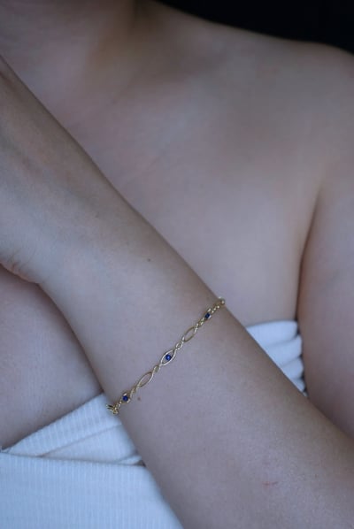 胖橢圓青金石手鍊 14KGF6