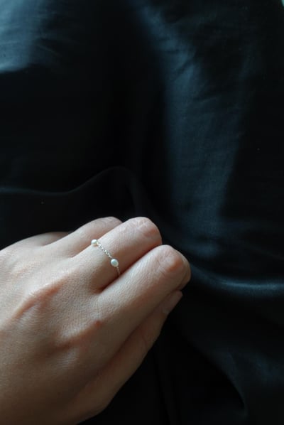 珍珠間隔鏈戒 S9255