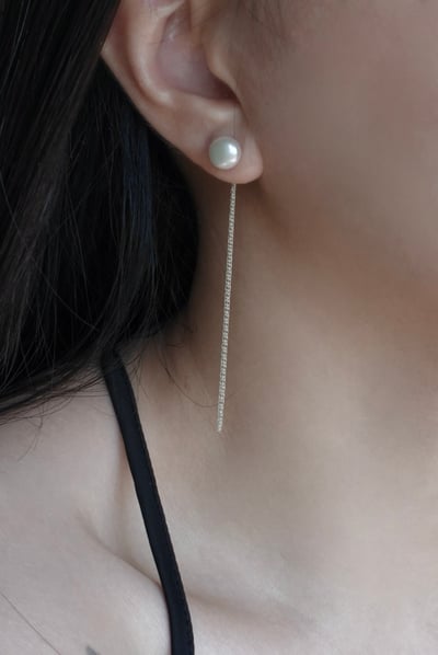 珍珠後掛流蘇耳環 S9254