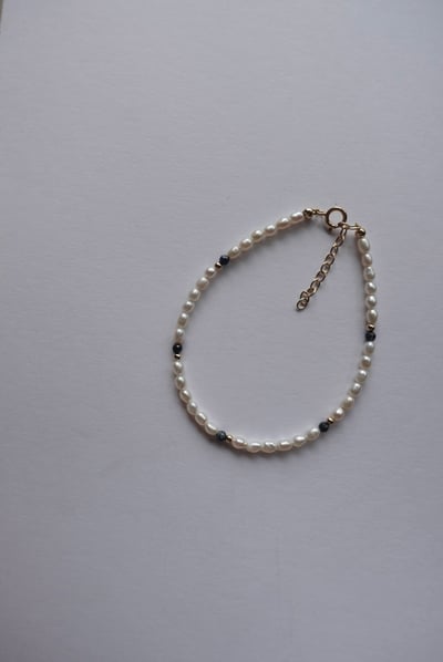 藍寶石金珠珍珠手鍊 14KGF4