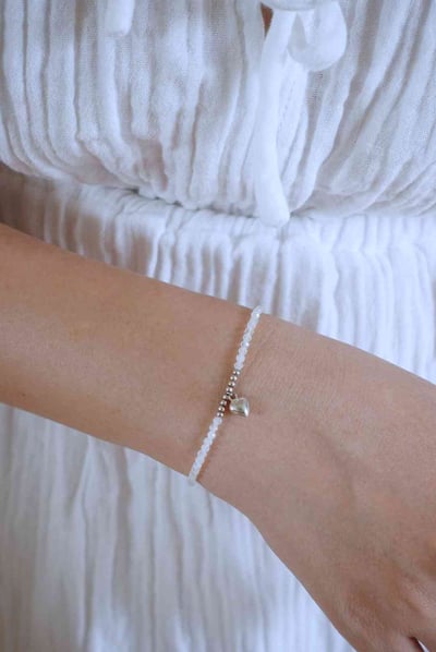 月光石銀珠小愛心手鍊 S9253