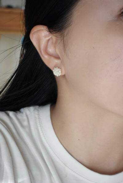 繡球花珍珠耳環 S9254