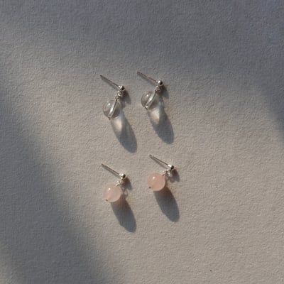 白水晶垂墜耳環 S9254