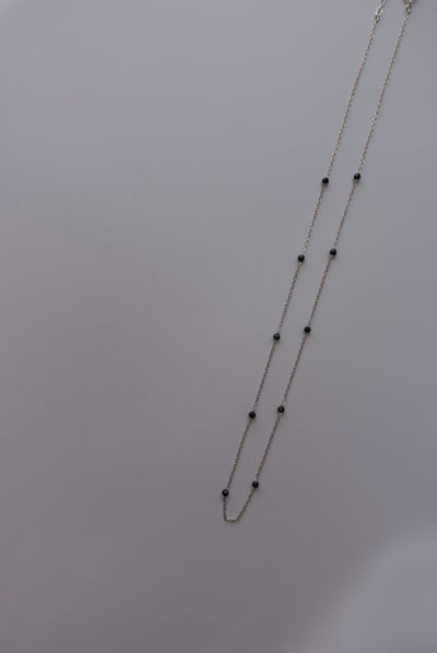 黑尖晶石間隔純銀項鍊 S9251