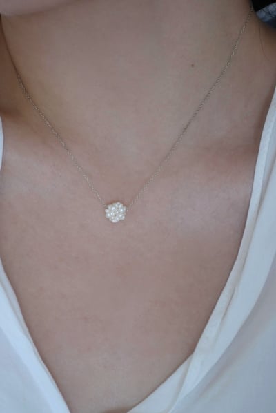 珍珠繡球花 純銀項鍊 S9255