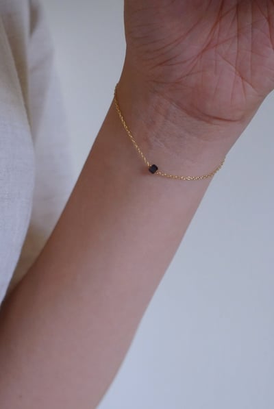 單顆方糖瑾青石手鍊 14KGF3