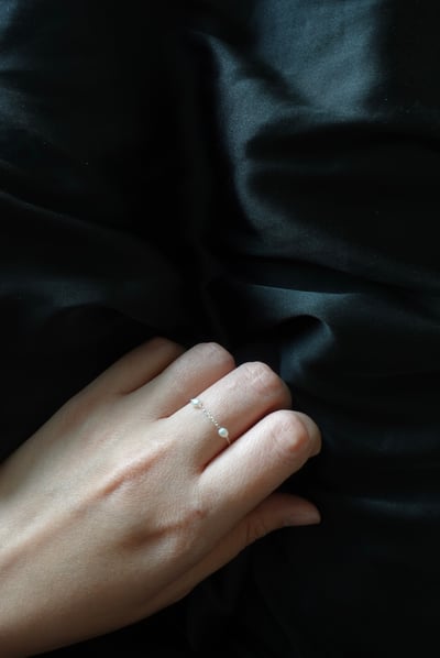 珍珠間隔鏈戒 S9256