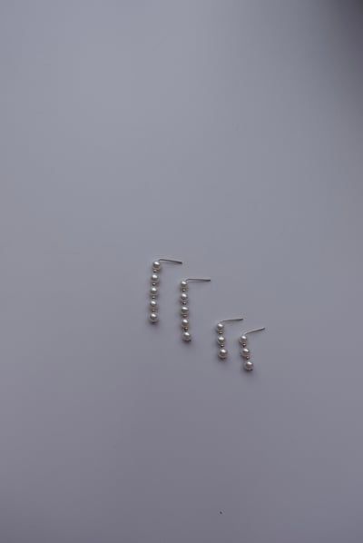 連續三顆珍珠耳環 S9252