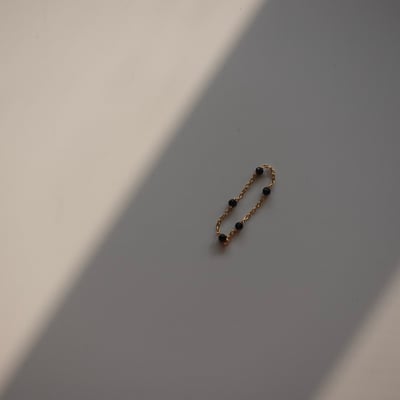 黑尖晶石間隔鏈戒 14KGF3