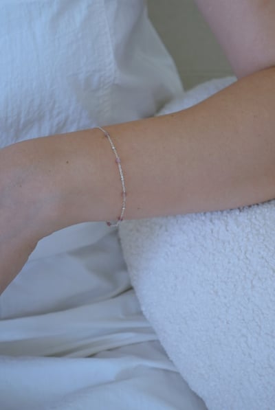 方糖碧璽銀珠間隔手鍊 S9257