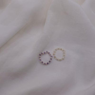 紫水晶珍珠彈性珠戒5