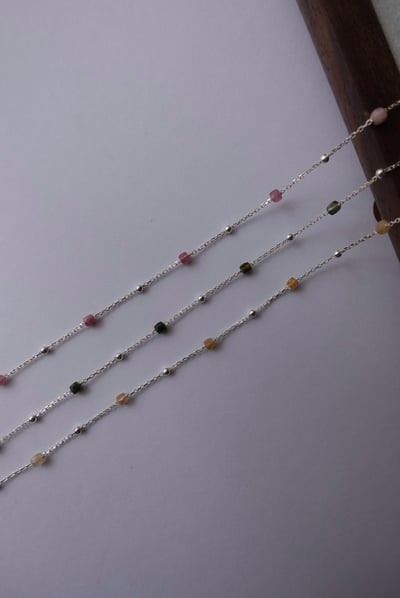 方糖碧璽銀珠間隔項鍊 S9252