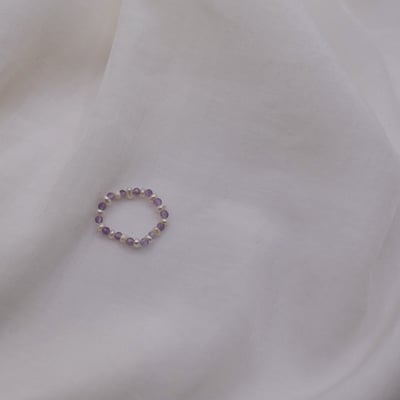 紫水晶珍珠彈性珠戒1
