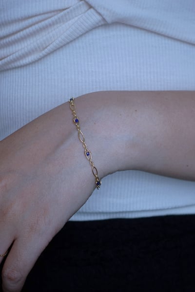 胖橢圓青金石手鍊 14KGF4