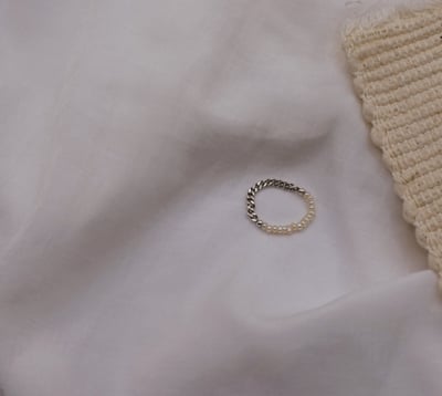 珍珠個性半半鍊戒 S9251