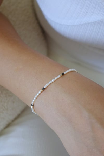 藍寶石金珠珍珠手鍊 14KGF3