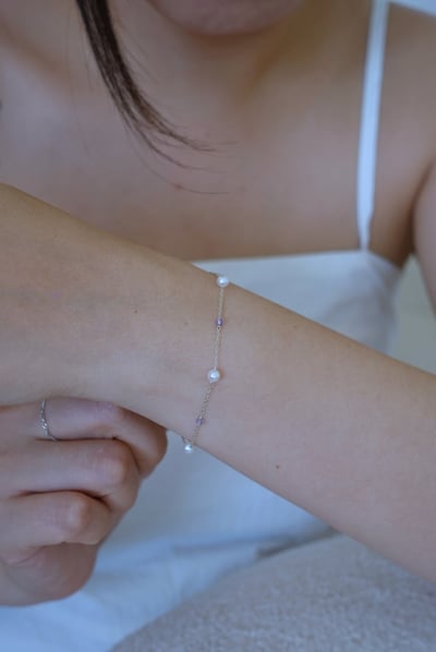 紫水晶珍珠間隔手鍊 S9252