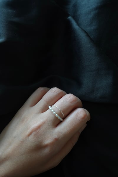 珍珠雙鏈戒指 S9255