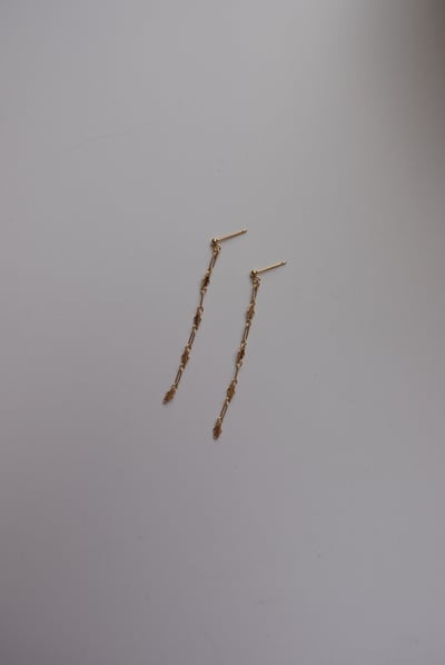 壓花雲朵長鍊耳環14KGF1