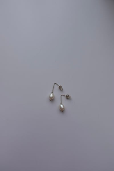 橢圓珍珠銀珠耳環 S9251