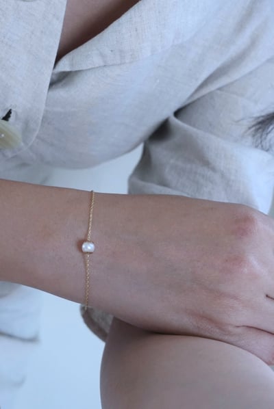 復古托花珍珠手鍊 14KGF1