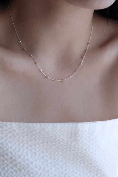 方糖碧璽銀珠間隔項鍊 S9254