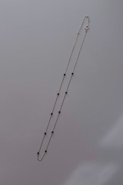 黑尖晶石間隔純銀項鍊 S9253