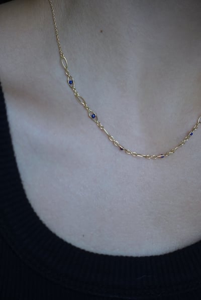 胖橢圓青金石項鍊 14KGF3