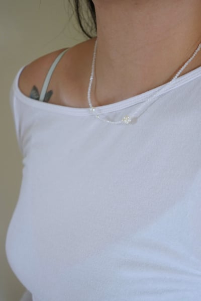 繡球花珍珠月光石項鍊 S9255