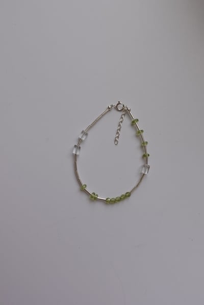 方塊白水晶橄欖石手鍊 S9251