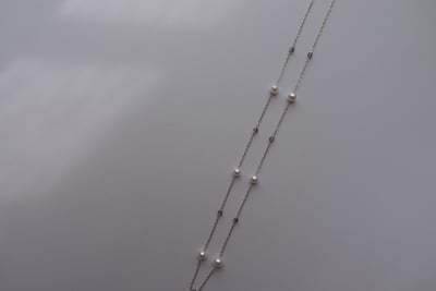 紫水晶珍珠間隔項鍊 S9253