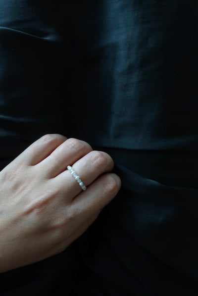 月光石珍珠彈性珠戒8