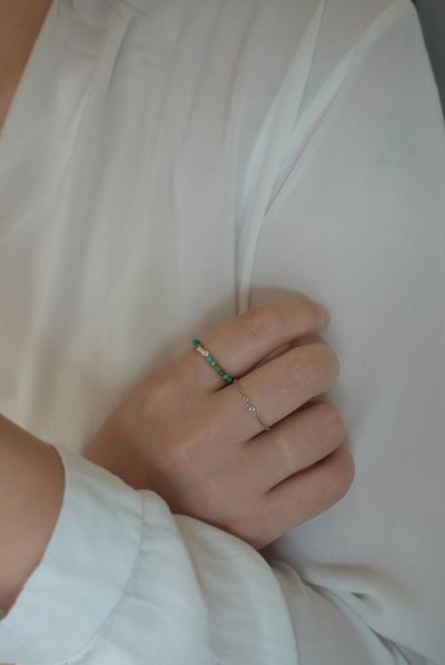 綠松石碎銀彈性珠戒 S9253