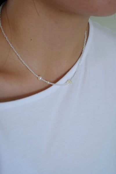 繡球花珍珠月光石項鍊 S9254