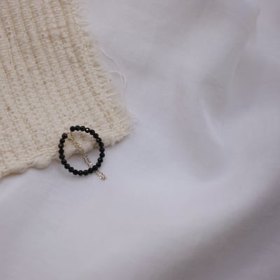 黑尖晶石雙鏈戒指 S9251