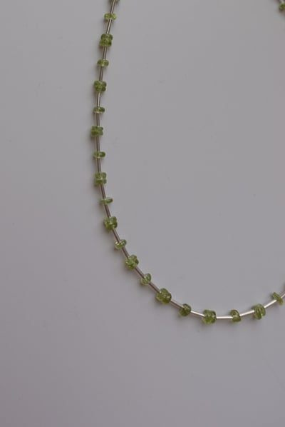 銀管間隔橄欖石項鍊 S9255