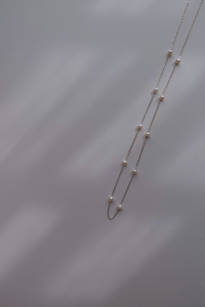 珍珠間隔純銀項鍊 S9252