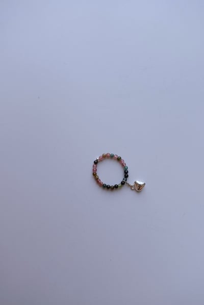 愛心碧璽彈性珠戒 S9252