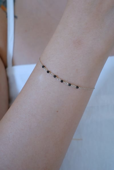 黑尖晶石心心相印手鍊 S9253