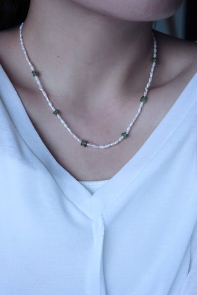 巴洛克珍珠綠磷灰石項鍊 S9251