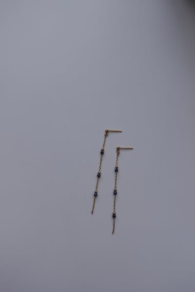 藍寶石金珠間隔耳環 14KGF2