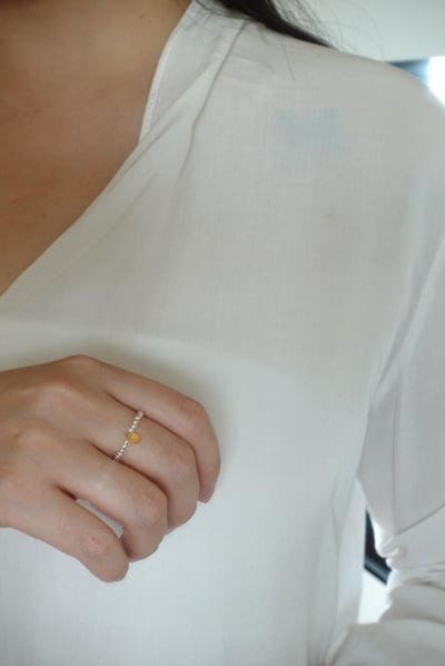 水滴天然石銀珠彈性珠戒8