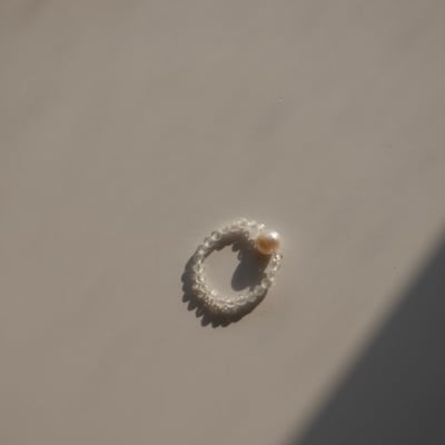 月光石珍珠彈性珠戒3