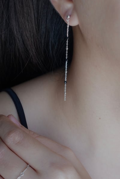 黑尖晶間隔圓珠耳環 S9253