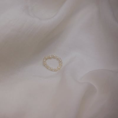 月光石珍珠彈性珠戒1