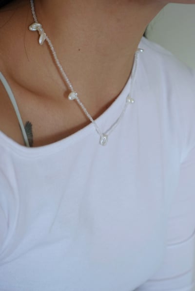 花瓣珍珠月光石項鍊 S9251