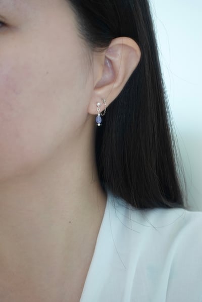 單顆橢圓坦桑石耳環 S9253